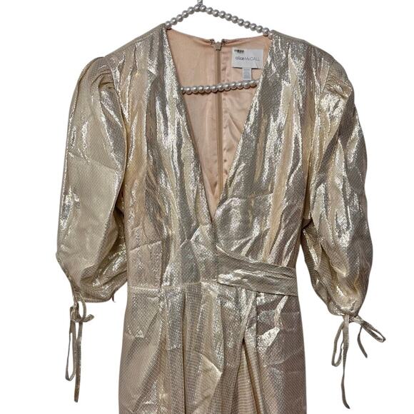 Alice McCall Astral Plane Cap Sleeve Metallic Gold Mini Dress Size 6 $475 - Picture 11 of 16